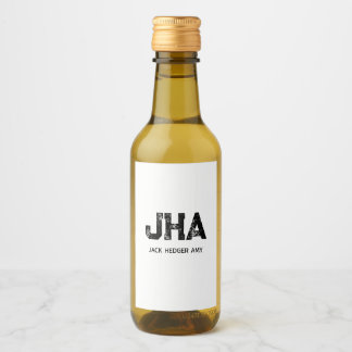 MINIMALIST BLACK THREE LETTER MONOGRAM NAME WHITE ワインラベル