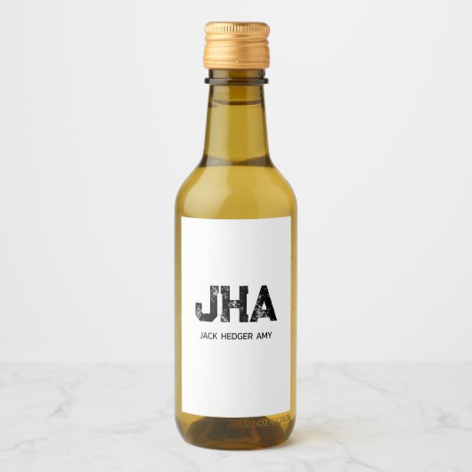 MINIMALIST BLACK THREE LETTER MONOGRAM NAME WHITE ワインラベル (正面)