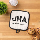 MINIMALIST BLACK THREE LETTER MONOGRAM NAME WHITE 鍋敷き (トップダウン)