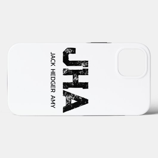 MINIMALIST BLACK THREE LETTER MONOGRAM NAME WHITE Case-Mate iPhoneケース (裏面 (横))