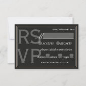 Minimalist Black Tie Formal Wedding QR Code 出欠カード (正面)
