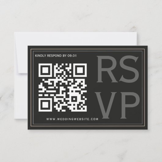 Minimalist Black Tie Formal Wedding QR Code 出欠カード (裏面)
