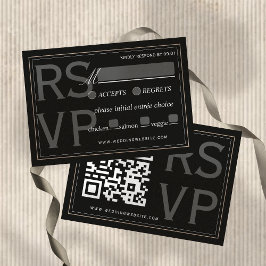 Minimalist Black Tie Formal Wedding QR Code 出欠カード