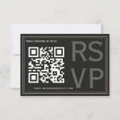 Minimalist Black Tie Formal Wedding QR Code 出欠カード (裏面)