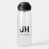 MINIMALIST BLACK TWO LETTER MONOGRAM NAME CLEAR ウォーターボトル (背面)