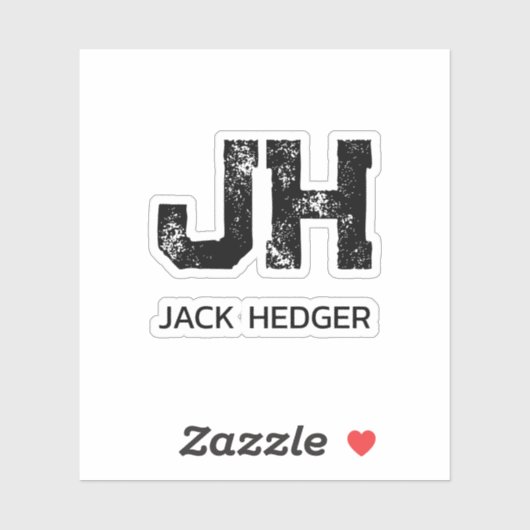 MINIMALIST BLACK TWO LETTER MONOGRAM NAME CLEAR シール (シート)