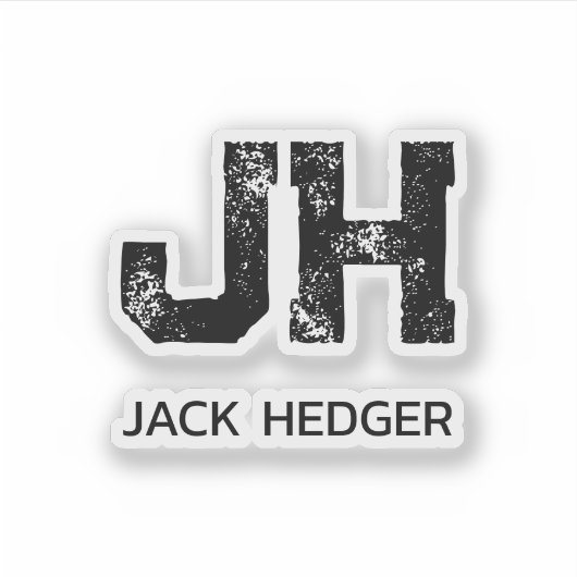 MINIMALIST BLACK TWO LETTER MONOGRAM NAME CLEAR シール (正面)