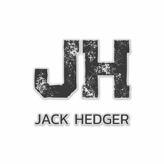 MINIMALIST BLACK TWO LETTER MONOGRAM NAME CLEAR シール (正面)