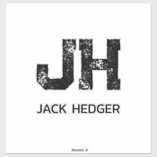 MINIMALIST BLACK TWO LETTER MONOGRAM NAME CLEAR シール (シート)