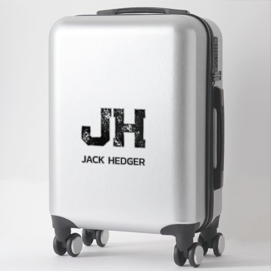 MINIMALIST BLACK TWO LETTER MONOGRAM NAME CLEAR シール (スーツケース)