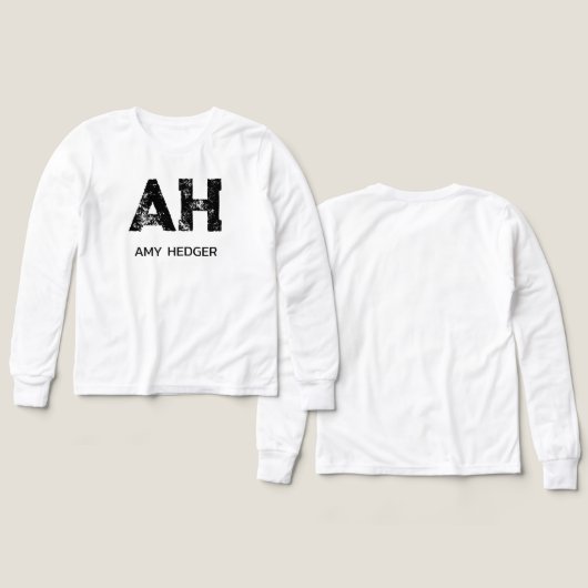 MINIMALIST BLACK TWO LETTER MONOGRAM NAME WHITE (デザイン 正面＆背面)