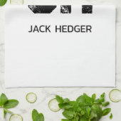 MINIMALIST BLACK TWO LETTER MONOGRAM NAME WHITE キッチンタオル (折り畳み)