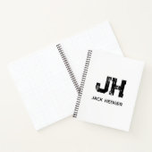 MINIMALIST BLACK TWO LETTER MONOGRAM NAME WHITE ノートブック (内部)