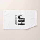 MINIMALIST BLACK TWO LETTER MONOGRAM NAME WHITE バスタオルセット (ハンドタオル)