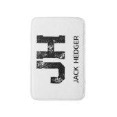 MINIMALIST BLACK TWO LETTER MONOGRAM NAME WHITE バスマット (正面縦)