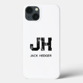MINIMALIST BLACK TWO LETTER MONOGRAM NAME WHITE Case-Mate iPhoneケース (裏面)