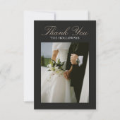 Minimalist Black Wedding Flat Thank You Card サンキューカード (正面)