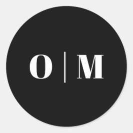 Minimalist Black Wedding Initials. Modern Monogram ラウンドシール