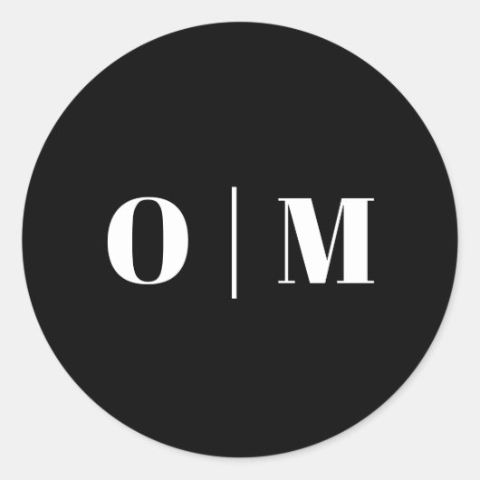 Minimalist Black Wedding Initials. Modern Monogram ラウンドシール (正面)