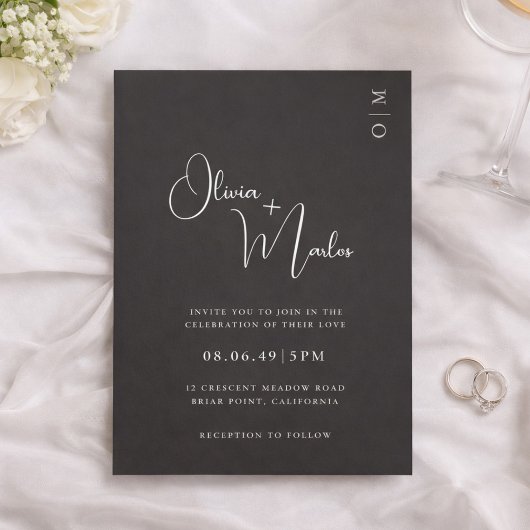  Minimalist Black Wedding QR code Invitation card 招待状