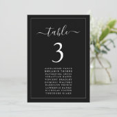 Minimalist Black wedding Seating Chart Table Cards 招待状 (スタンド正面)