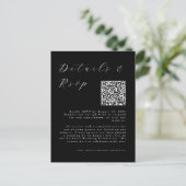 Minimalist Black Wedding w QR Details & RSVP Card ポストカード (スタンド正面)
