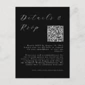 Minimalist Black Wedding w QR Details & RSVP Card ポストカード (正面)