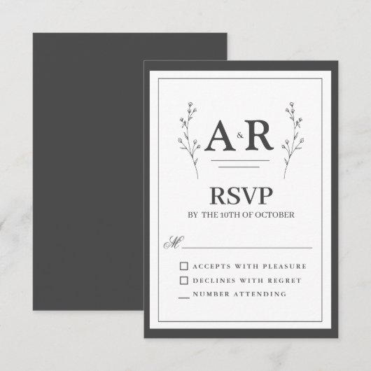 Minimalist Black & White 出欠カード (正面/裏面)