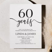 Minimalist Black White 60th Wedding Anniversary 招待状