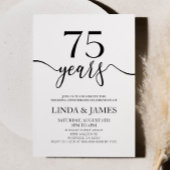 Minimalist Black White 75th Wedding Anniversary 招待状