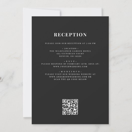 Minimalist Black White All in One QR Code Wedding 招待状 (裏面)