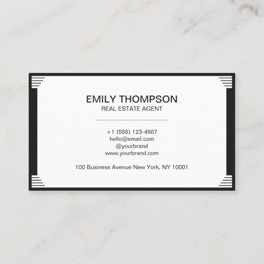 Minimalist Black White Art Deco Logo 名刺 (裏面)