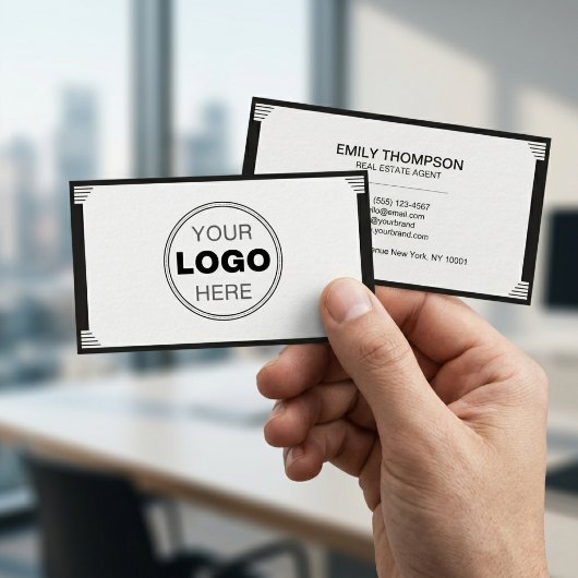 Minimalist Black White Art Deco Logo 名刺