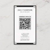 Minimalist Black White Art Deco Logo QR Code 名刺 (裏面)