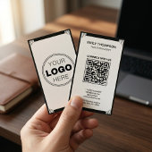 Minimalist Black White Art Deco Logo QR Code 名刺