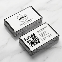 Minimalist Black White Art Deco Logo QR Code 名刺