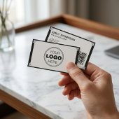 Minimalist Black White Art Deco Logo QR Code 名刺