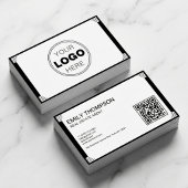 Minimalist Black White Art Deco Logo QR Code 名刺