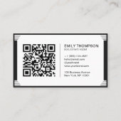 Minimalist Black White Art Deco Logo QR Code 名刺 (裏面)