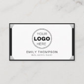 Minimalist Black White Art Deco Logo QR Code 名刺 (正面)
