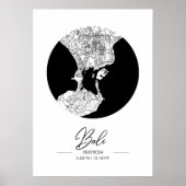 Minimalist Black & White Bali City Map  ポスター (正面)