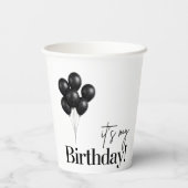 Minimalist Black & White Balloon Birthday Party 紙コップ (裏面)