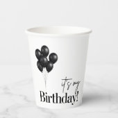 Minimalist Black & White Balloon Birthday Party 紙コップ (正面)