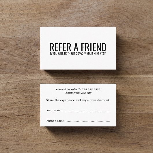 Minimalist Black White Bold Salon 紹介カード