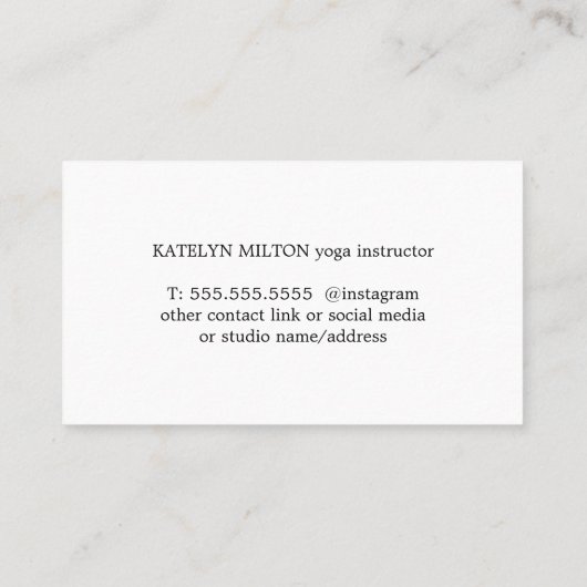 Minimalist Black White Bold Yoga 名刺 (裏面)