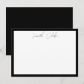 Minimalist Black & White Border Handwritten Script ノートカード (正面/裏面)