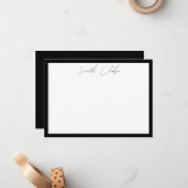 Minimalist Black & White Border Handwritten Script ノートカード (正面/裏面インサイチュ)
