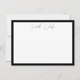 Minimalist Black & White Border Handwritten Script ノートカード