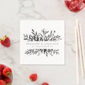 Minimalist Black White Botanical Custom Wedding  スタンダードカクテルナプキン (インサイチュ)