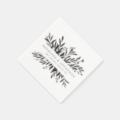Minimalist Black White Botanical Custom Wedding  スタンダードカクテルナプキン (角)